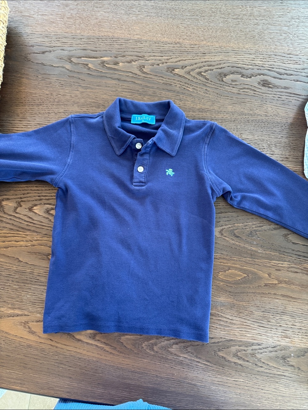 J. Bailey Boys' Long-Sleeve Polo in Navy with Mint Logo